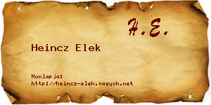 Heincz Elek névjegykártya